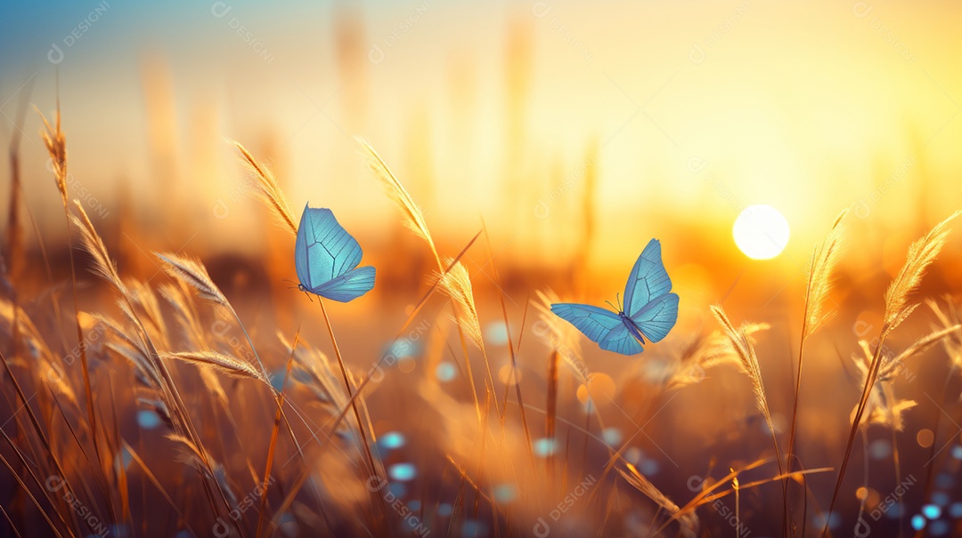 Paisagem de campo abstrata ao pôr do sol.