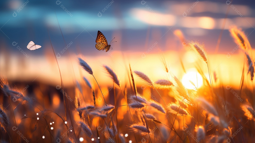 Paisagem de campo abstrata ao pôr do sol.