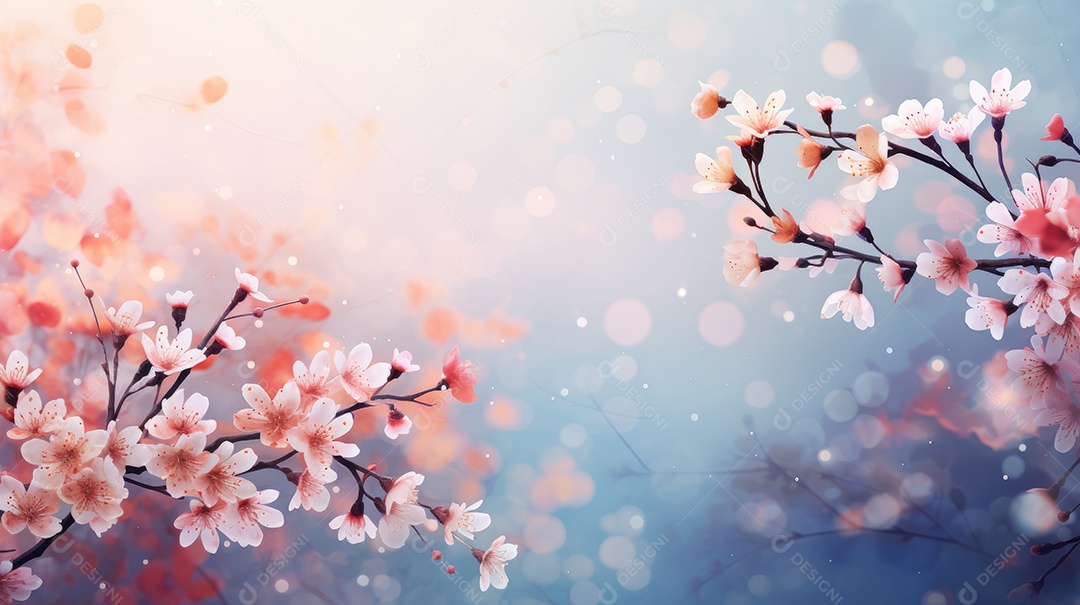 Fundo de natureza abstrata com flores desabrochando na primavera.