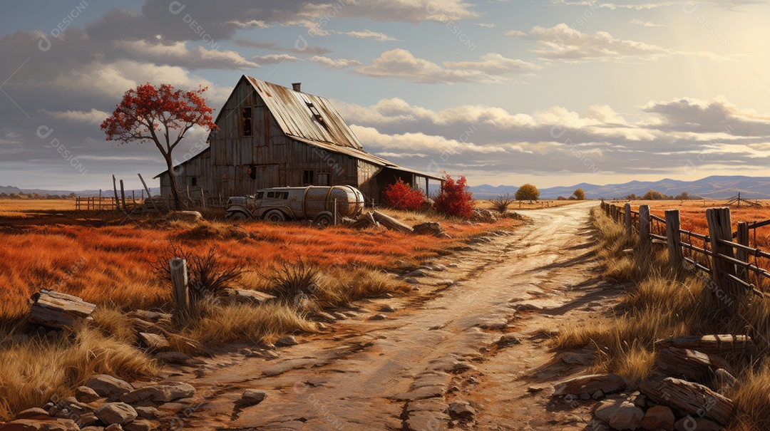 Imagem realista de uma casa sobre uma floresta.