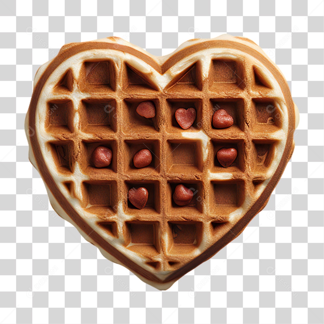Waffles em Forma de Coração PNG Transparente