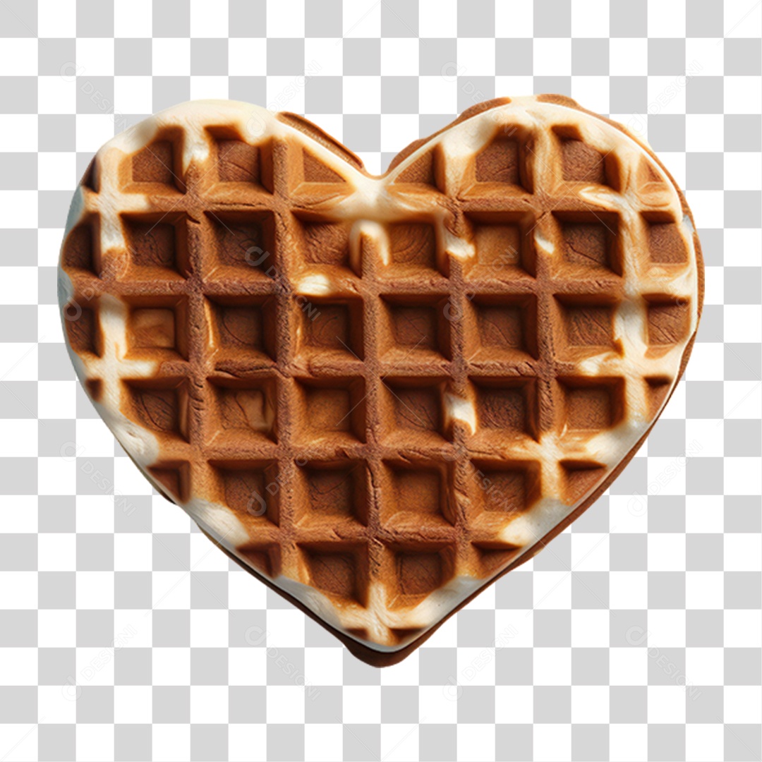 Waffles em Forma de Coração PNG Transparente