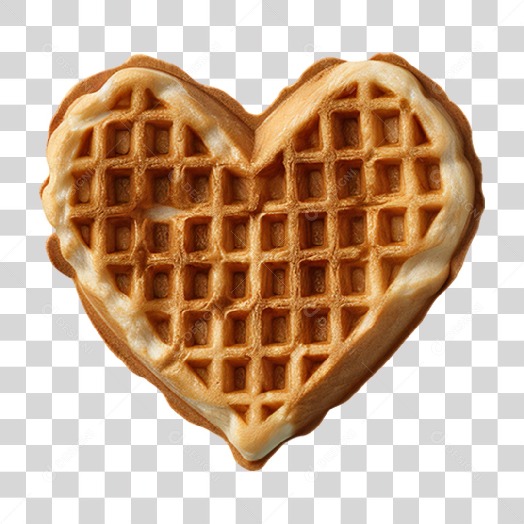 Waffles em Forma de Coração PNG Transparente