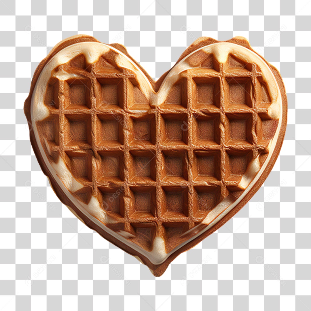 Waffles em Forma de Coração PNG Transparente