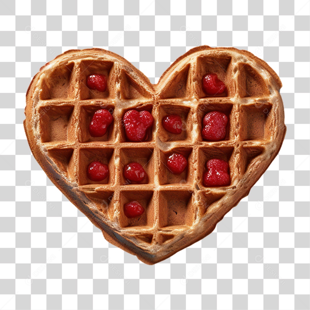 Waffles em Forma de Coração PNG Transparente