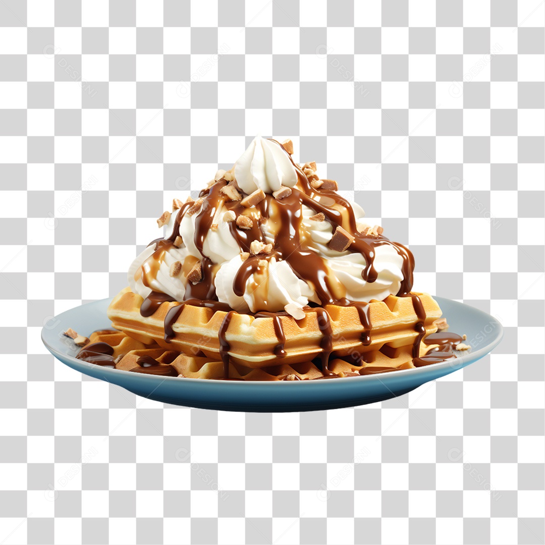 Waffles Com Calda PNG Transparente