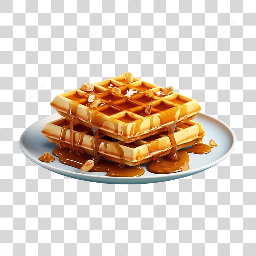 Waffles Com Calda PNG Transparente