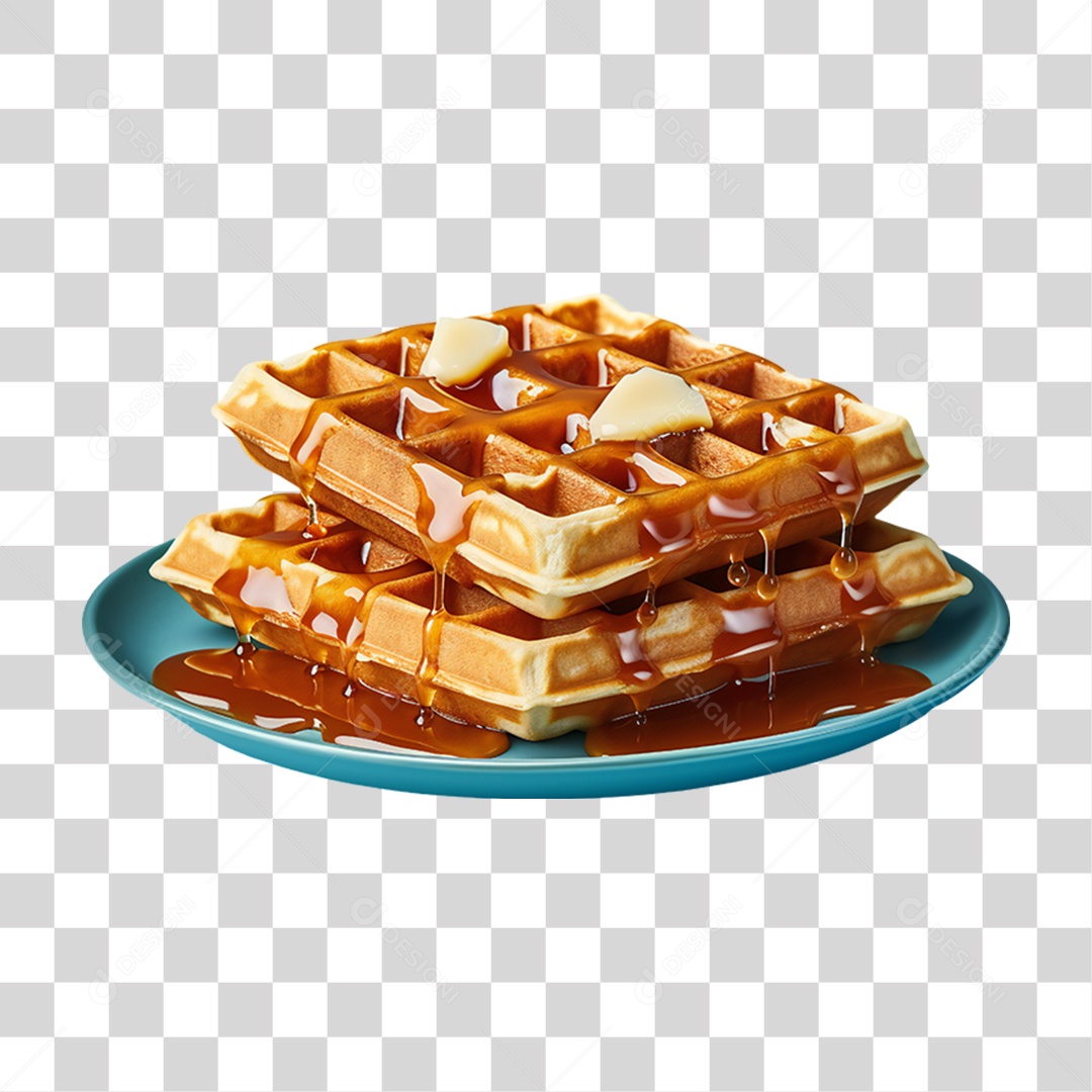 Waffles Com Calda PNG Transparente