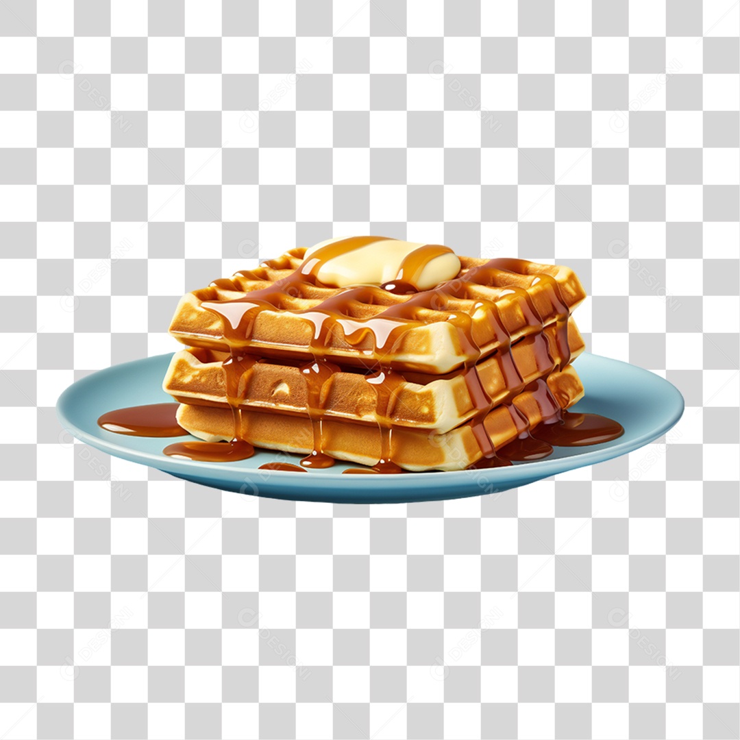 Waffles Com Calda PNG Transparente