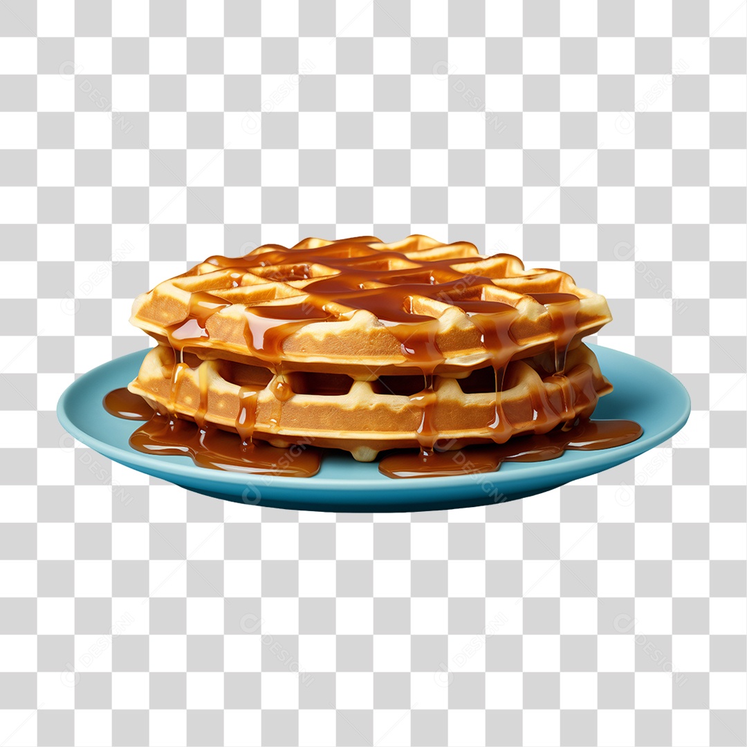 Waffles Com Calda PNG Transparente