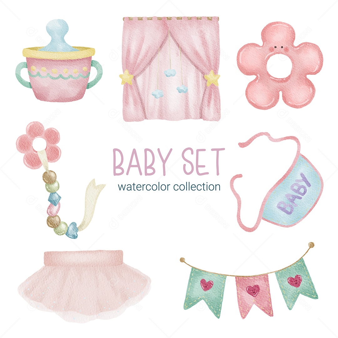 Itens de Bebê e Brinquedos Vetor EPS