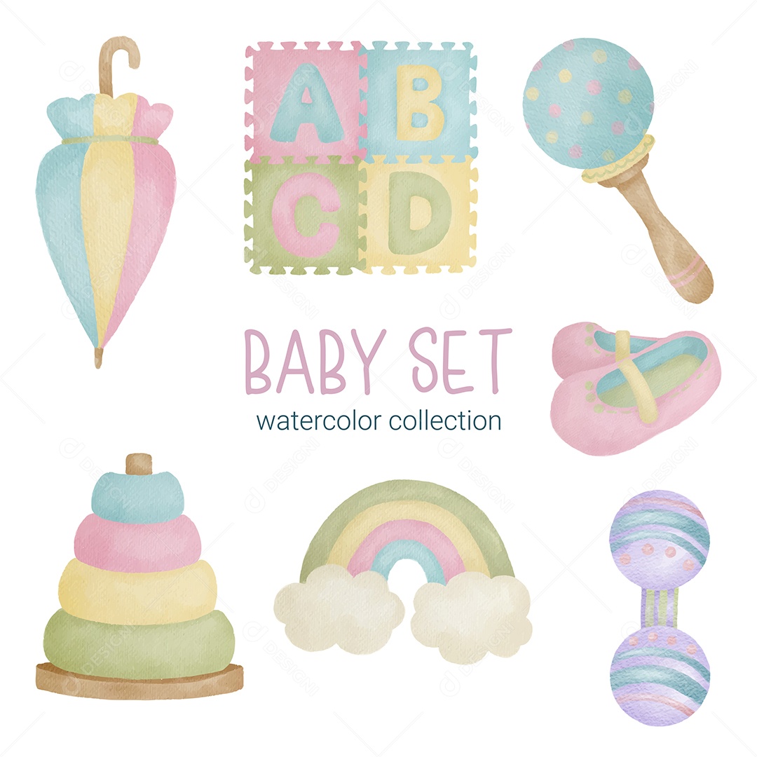 Itens de Bebê e Brinquedos Vetor EPS