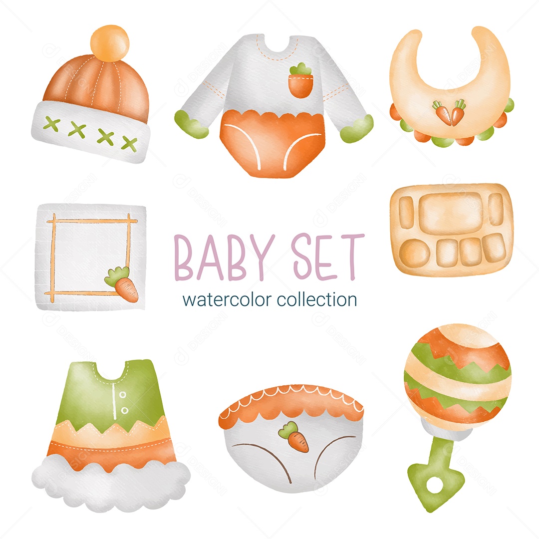 Itens de Bebê e Brinquedos Vetor EPS