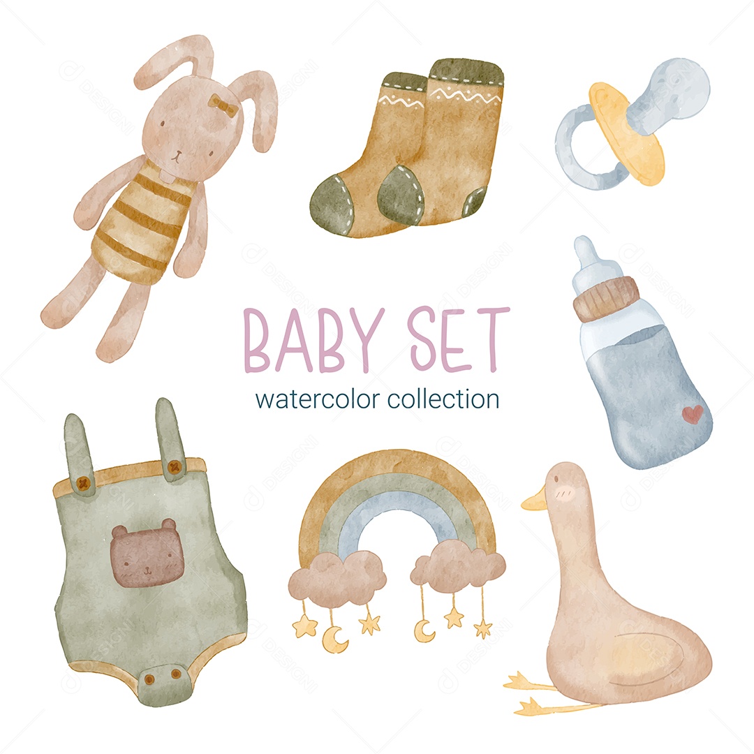 Itens de Bebê e Brinquedos Vetor EPS