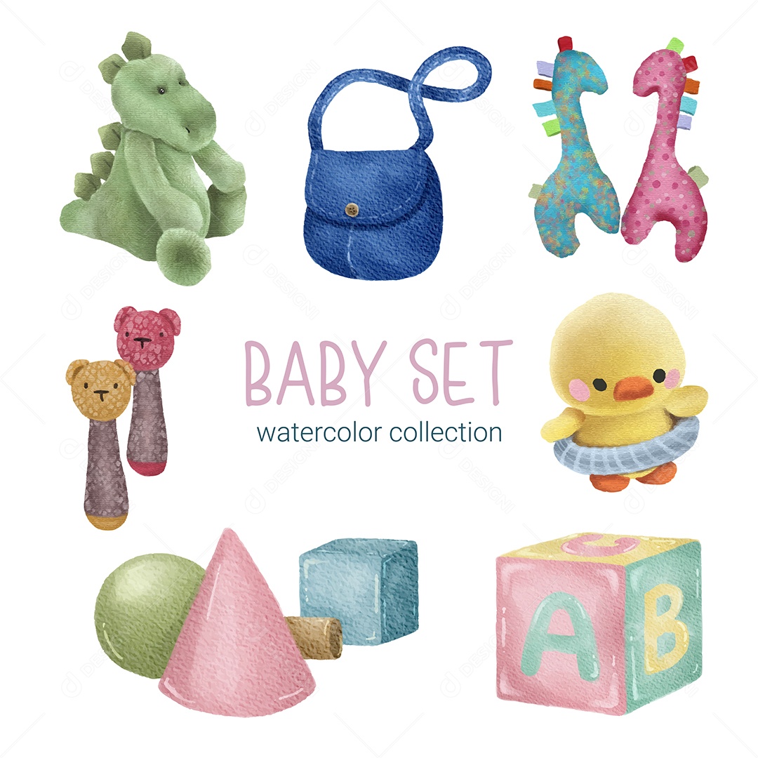 Itens de Bebê e Brinquedos Vetor EPS