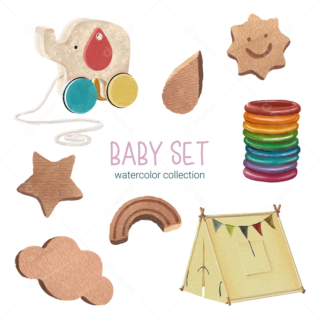 Itens de Bebê e Brinquedos Vetor EPS