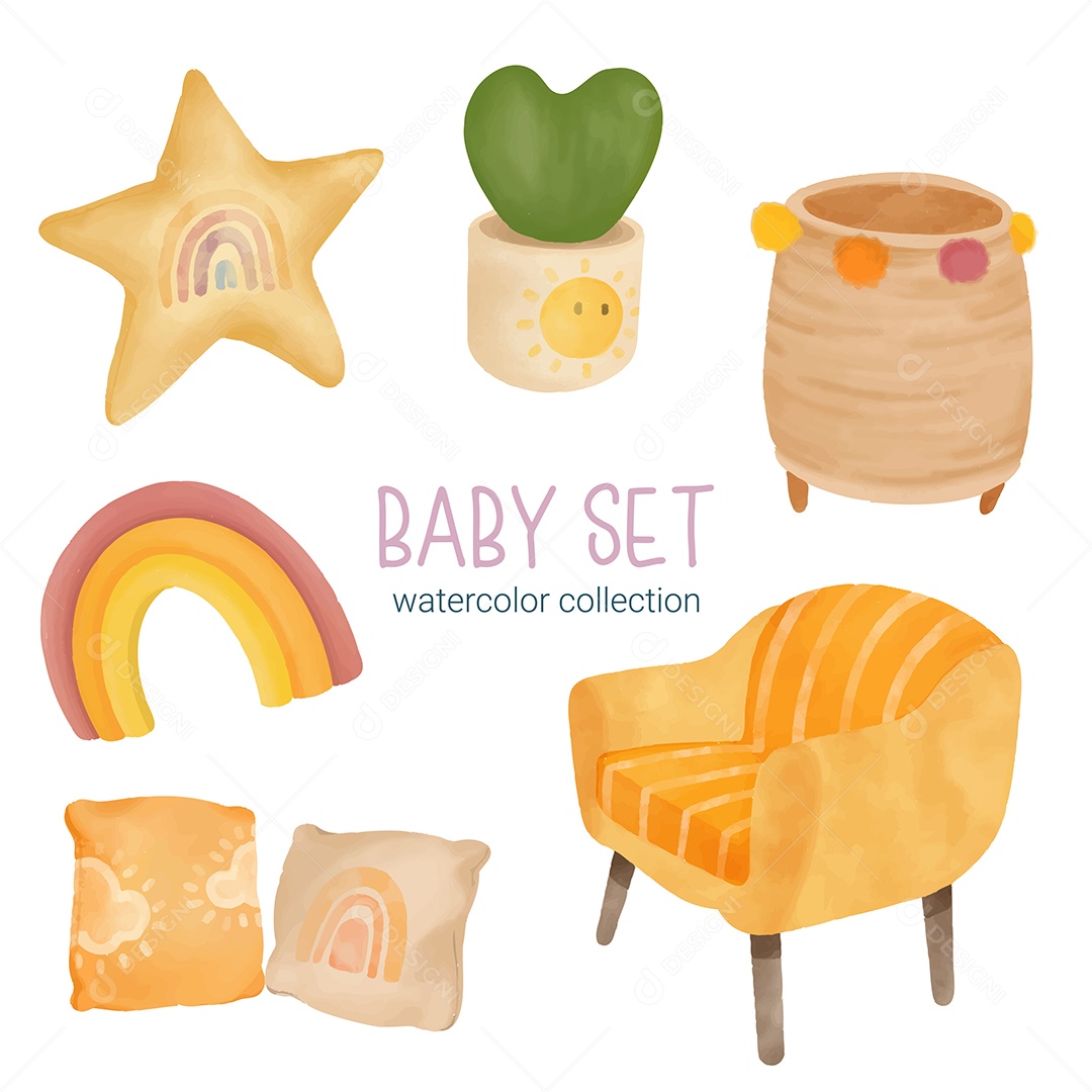 Itens de Bebê e Brinquedos Vetor EPS