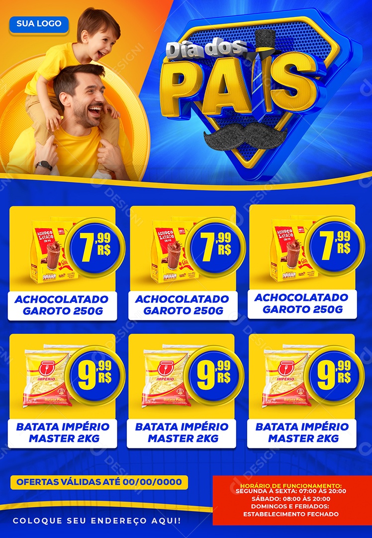 Social Media Encarte Supermercado Dia Dos Pais PSD Editável