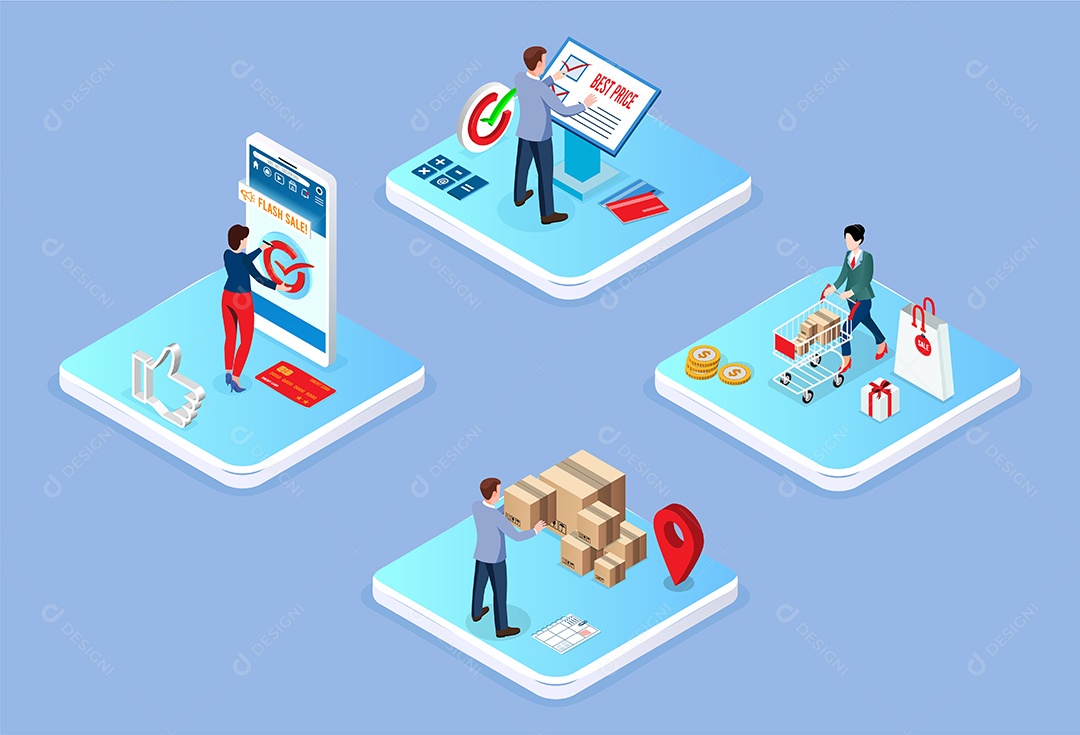 Compras Online Ilustração Vetor EPS