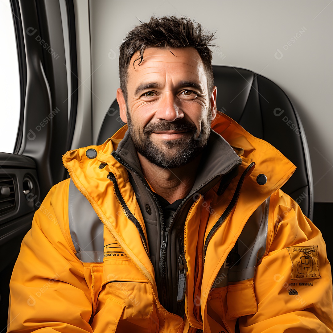 Homem sorridente caminhoneiro