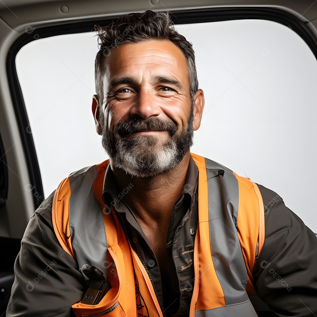 Homem sorridente caminhoneiro