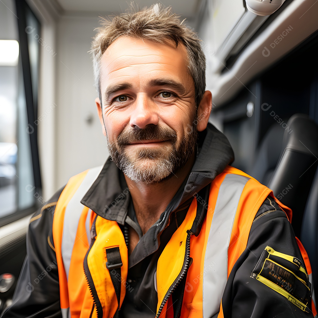 Homem sorridente caminhoneiro