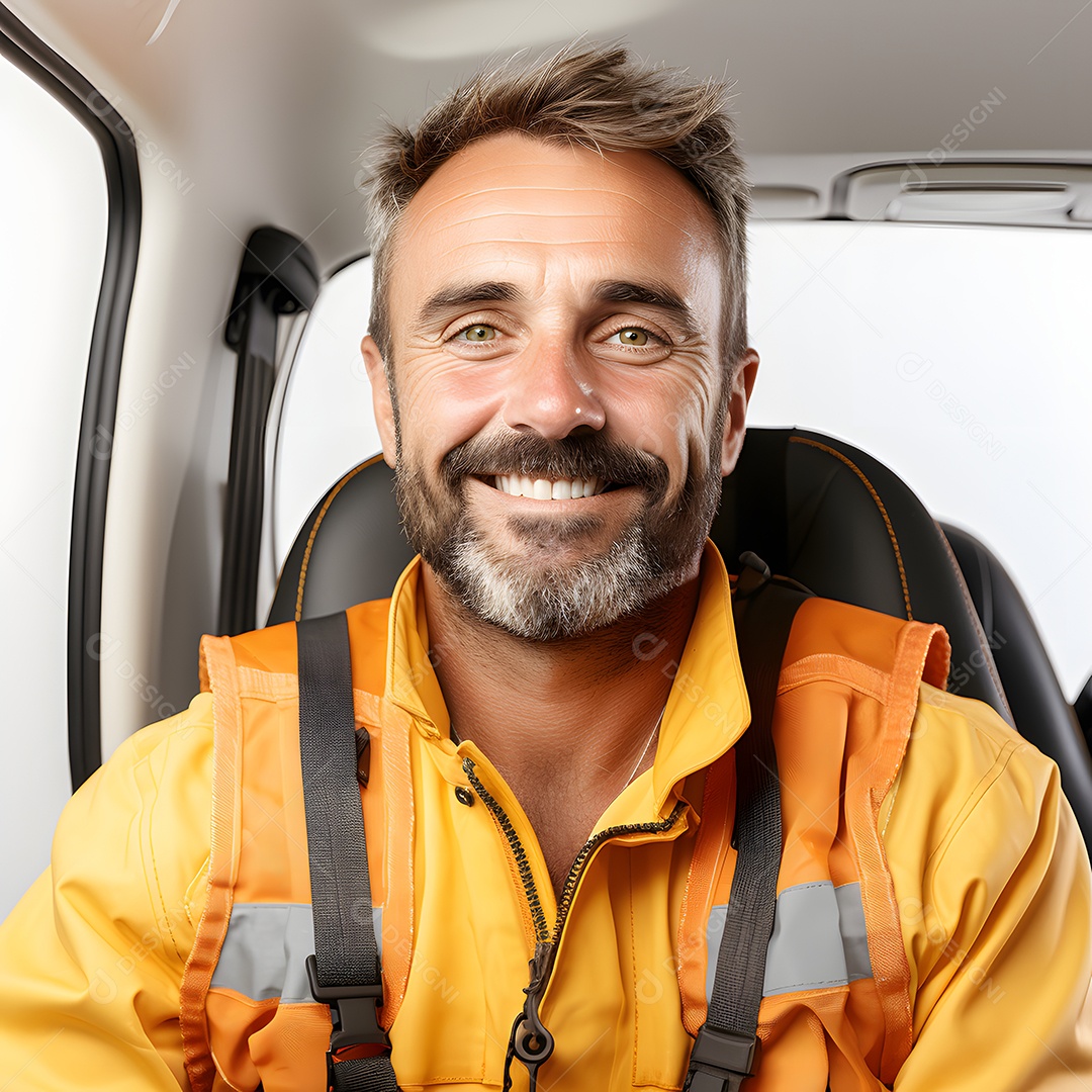 Homem sorridente caminhoneiro