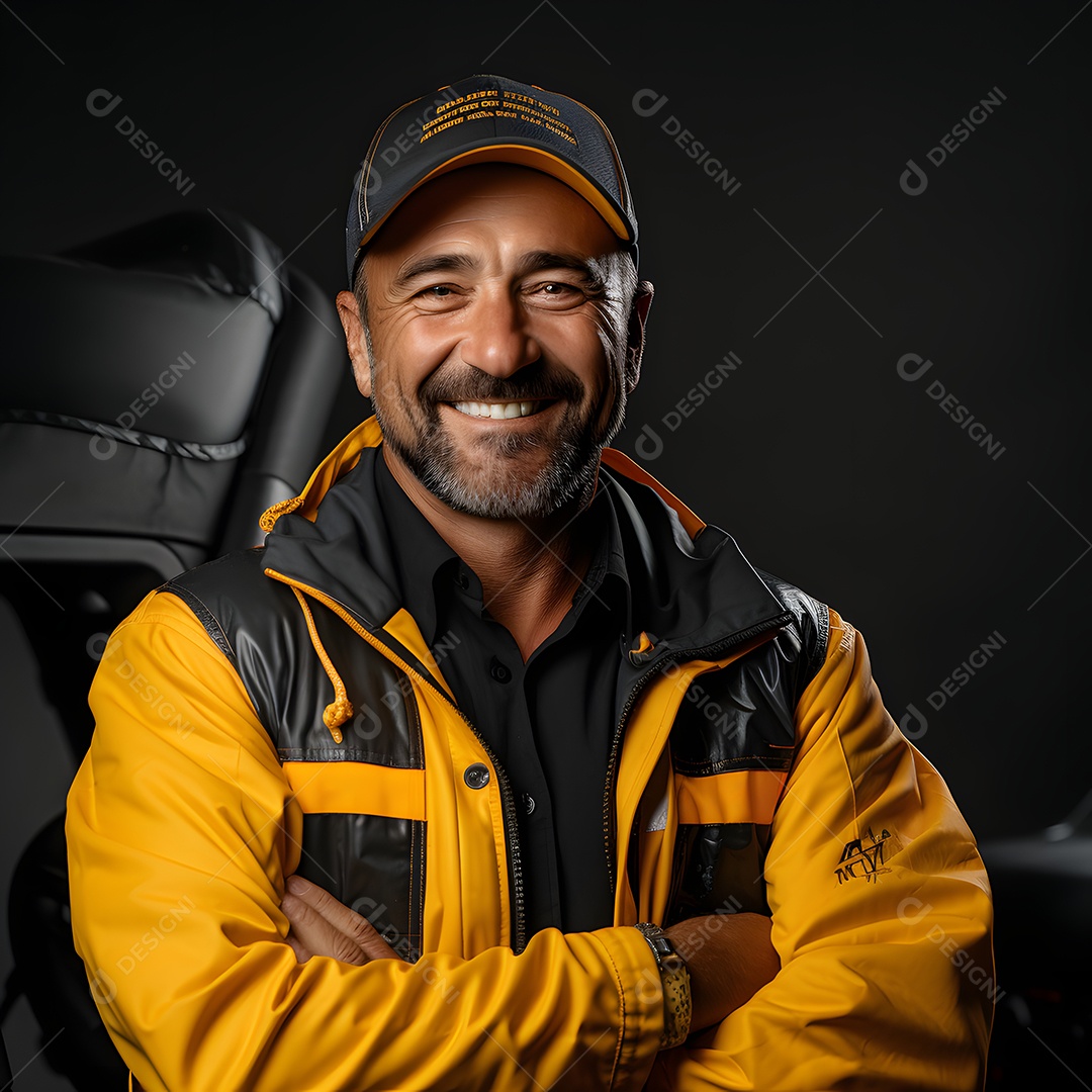 Homem sorridente caminhoneiro