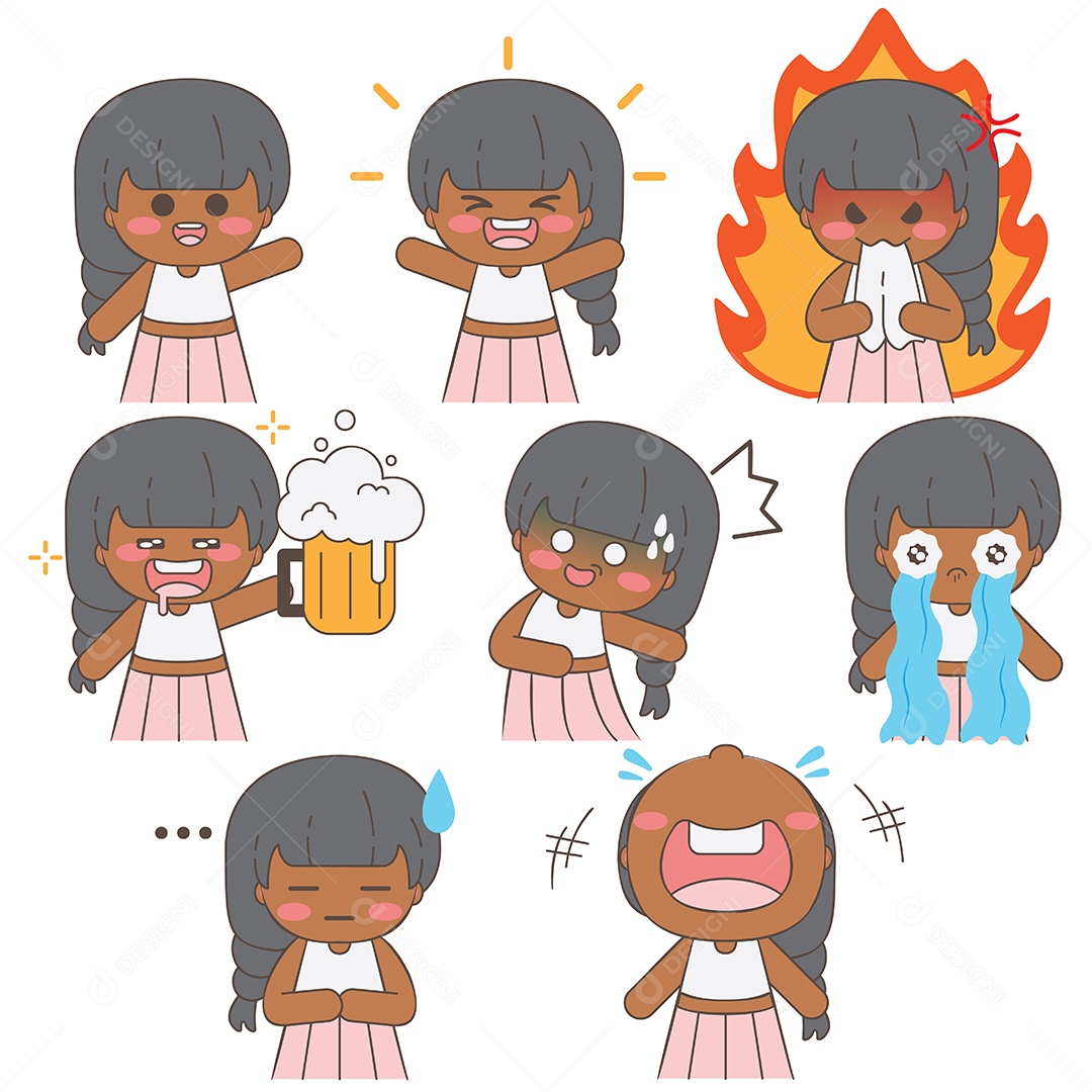 Conjunto de Emojis de Personagem Vetor EPS