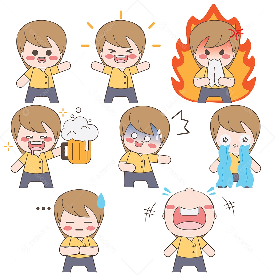 Conjunto de Emojis de Personagem Vetor EPS