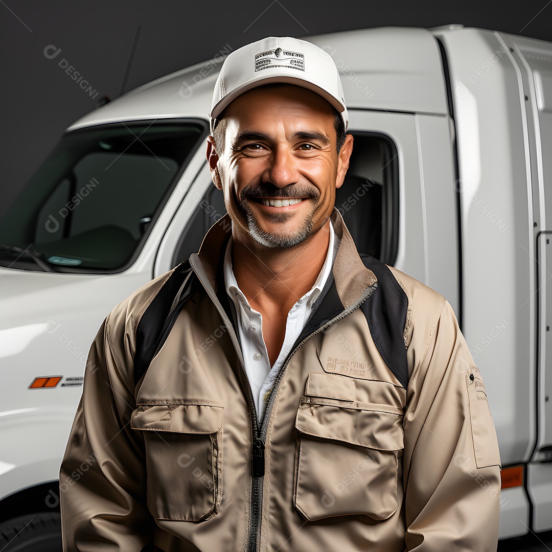 Homem sorridente caminhoneiro