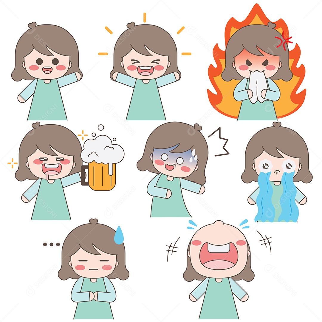 Conjunto de Emojis de Personagem Vetor EPS