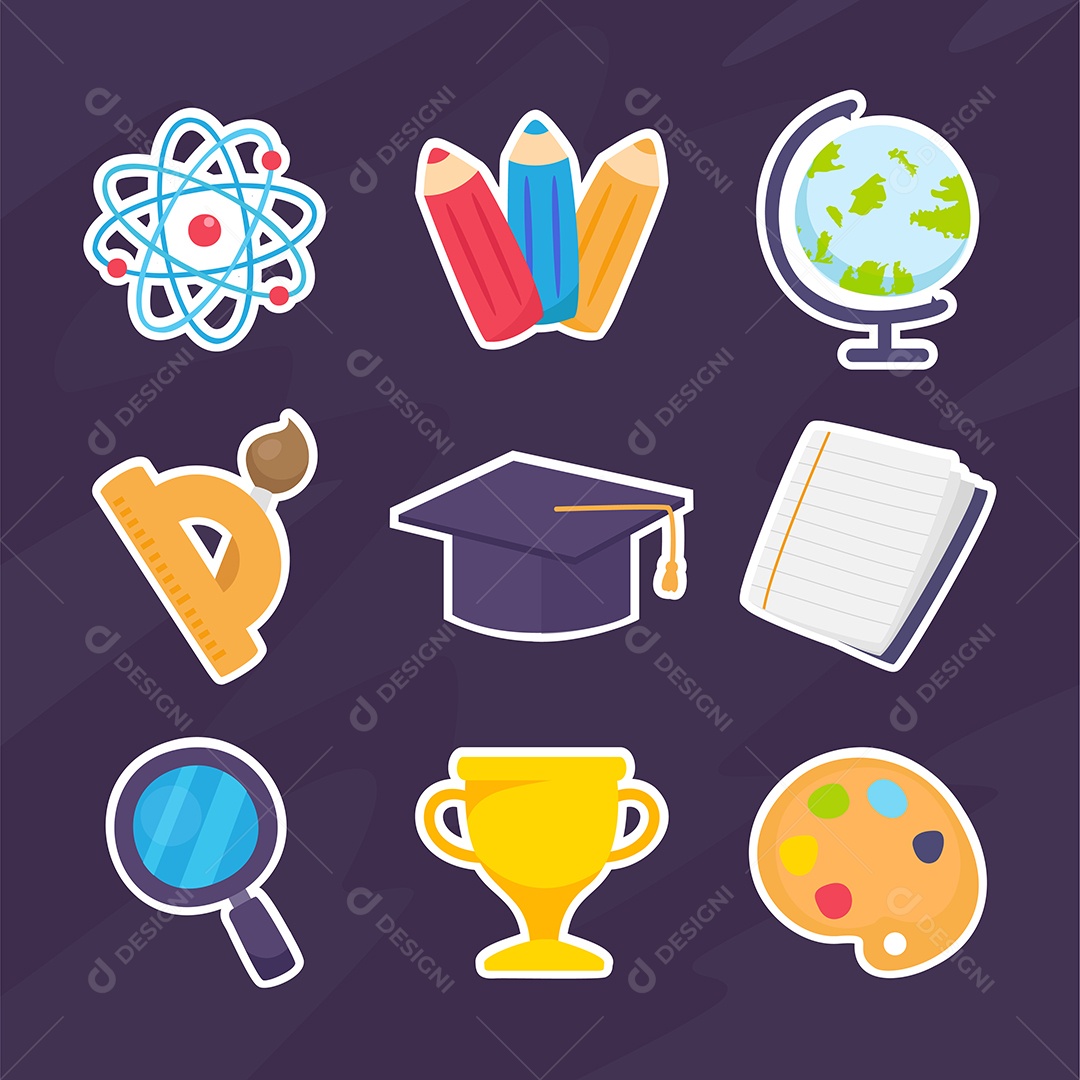 Conjunto de itens Material Escolar Vetor EPS