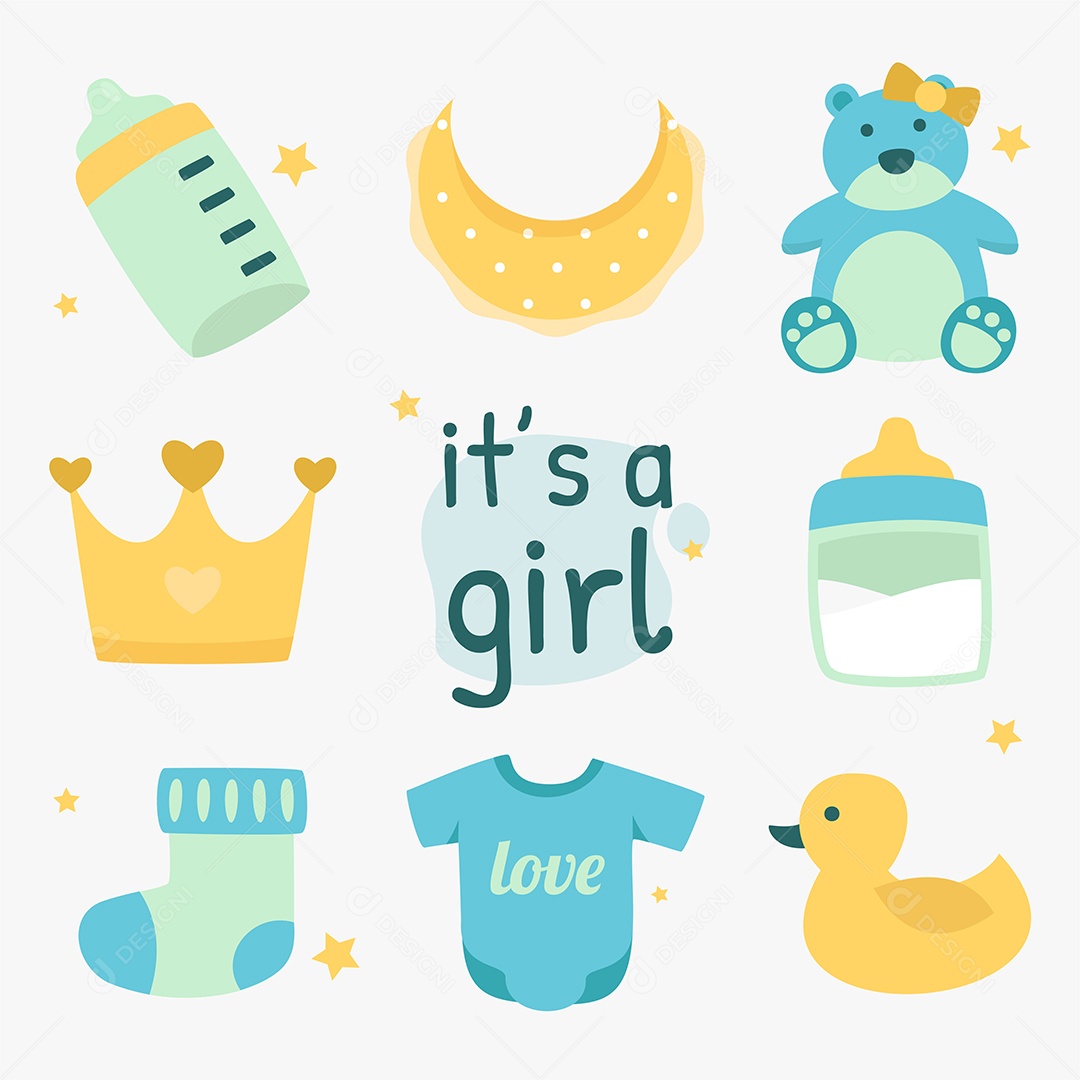 Conjunto de Itens para Crianças Pequenas Vetor EPS