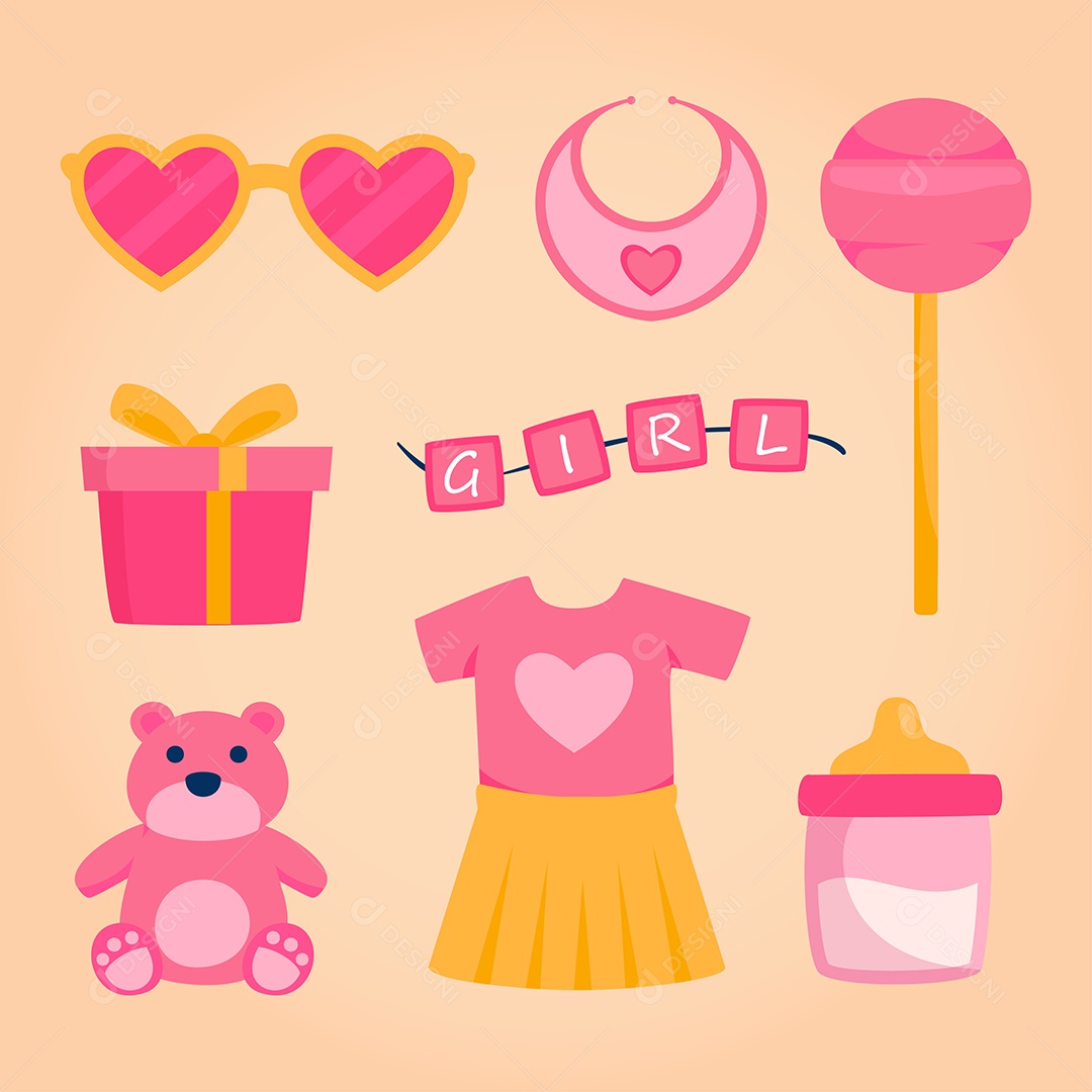 Conjunto de Itens para Crianças Pequenas Vetor EPS