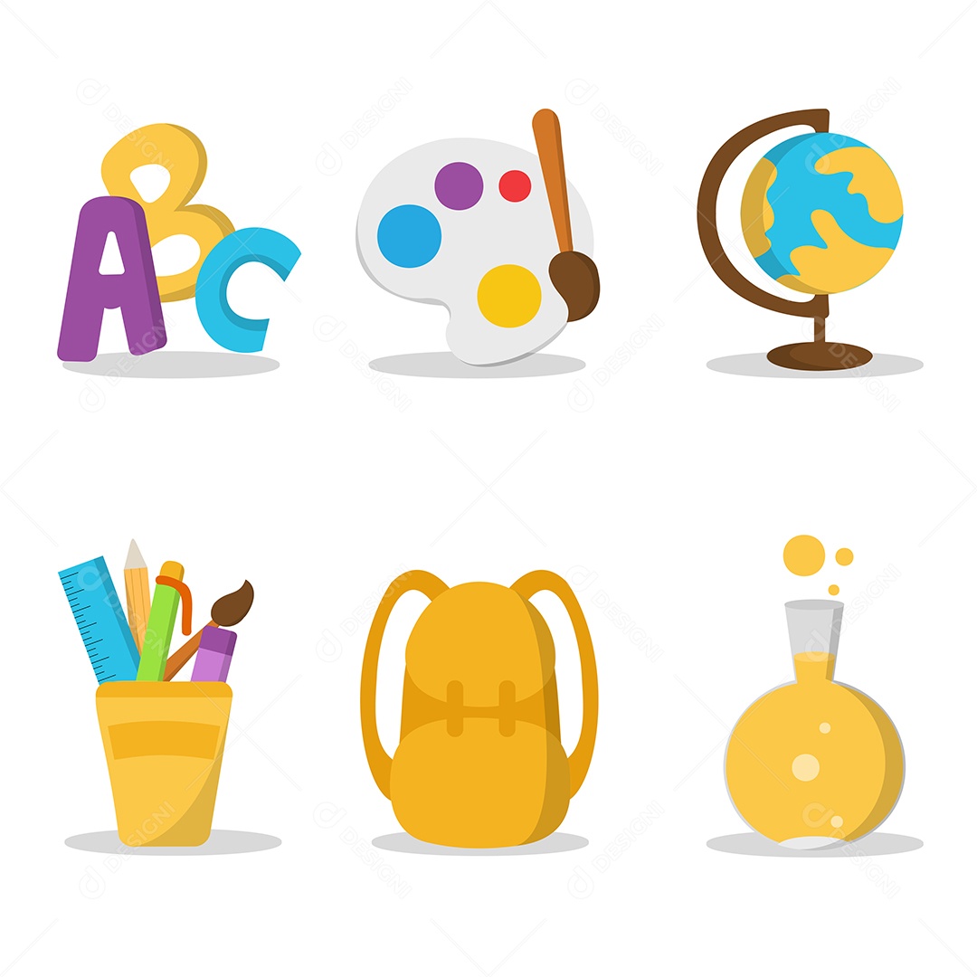 Conjunto de Materiais Escolares Vetor EPS