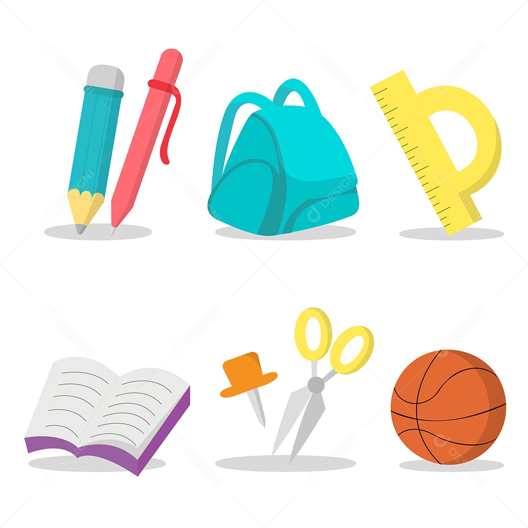 Conjunto de Materiais Escolares Vetor EPS