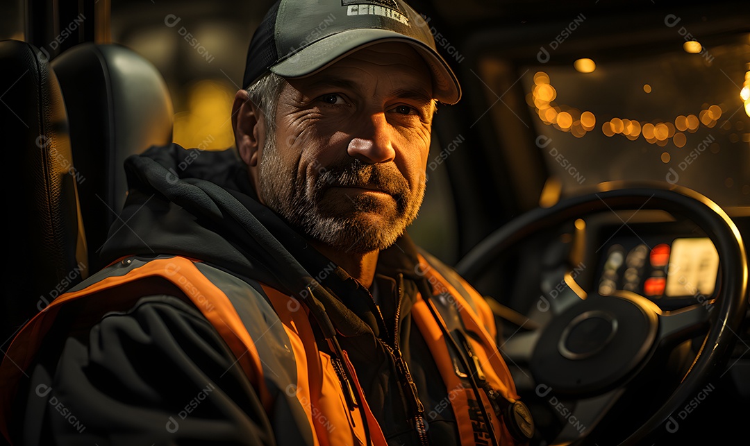 Homem caminhoneiro sorridente