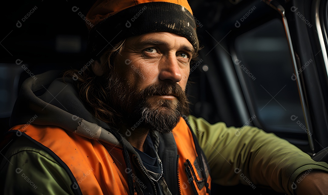 Homem caminhoneiro sorridente