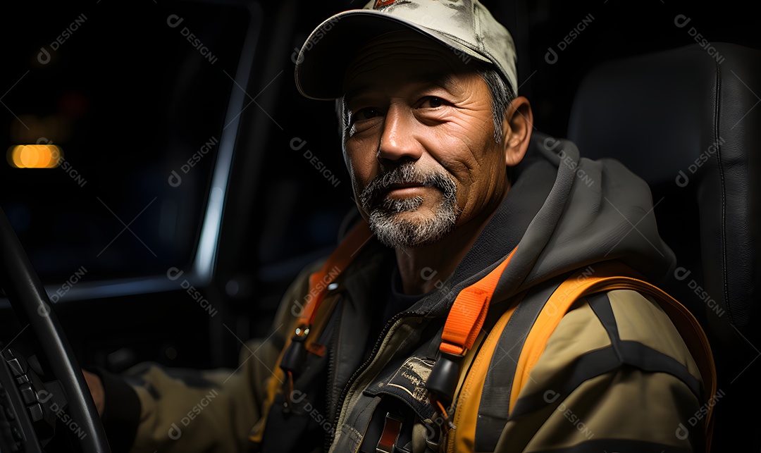 Homem caminhoneiro sorridente