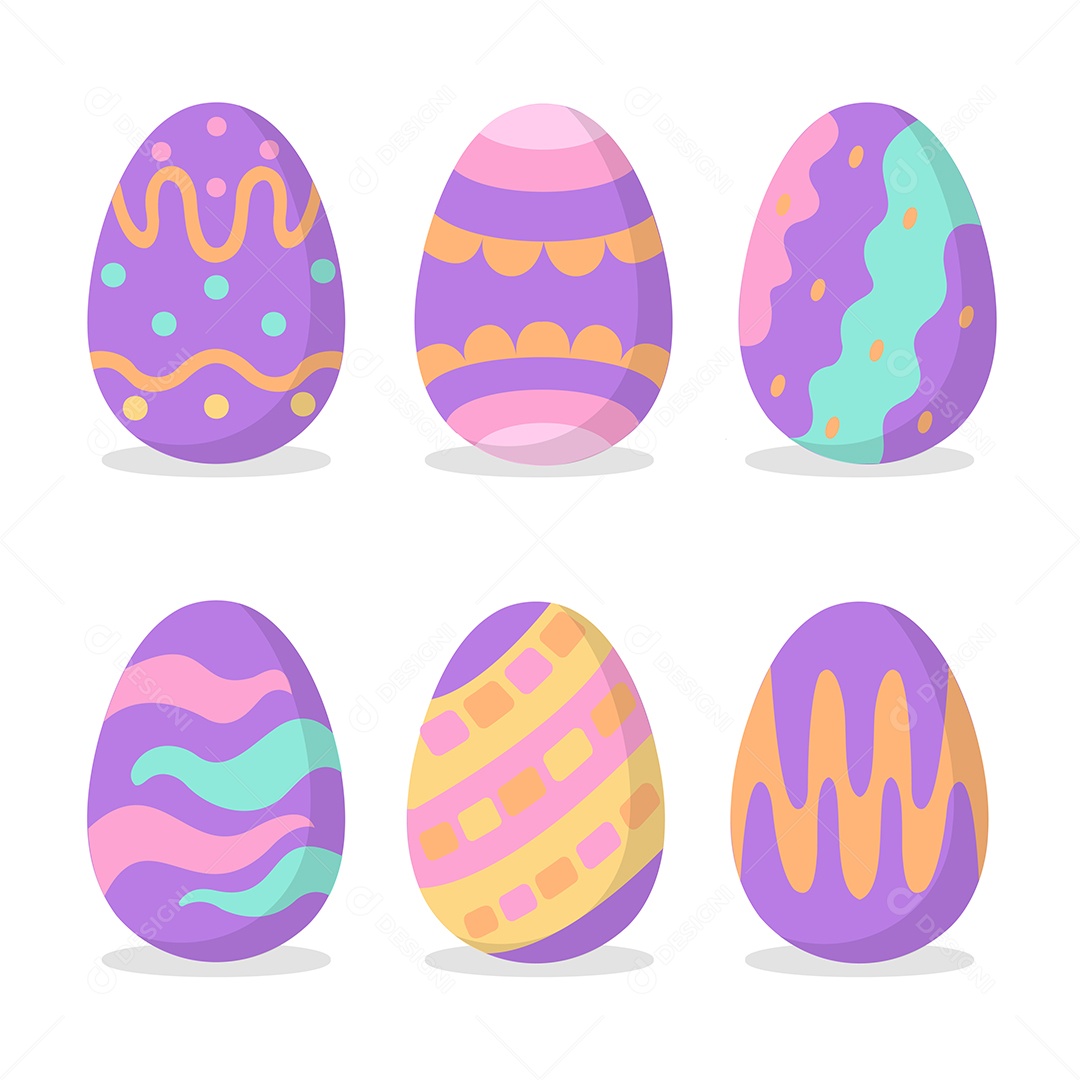Conjunto de Ovos Coloridos Vetor EPS