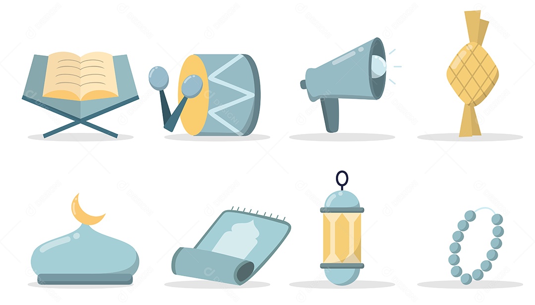 Conjunto de Itens Cultura Islâmica Vetor EPS