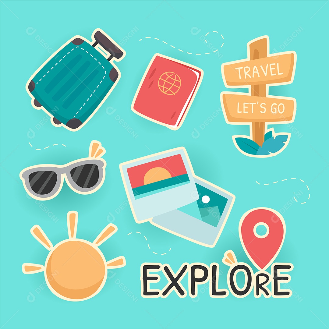 Conjunto de Itens para Viagens Vetor EPS