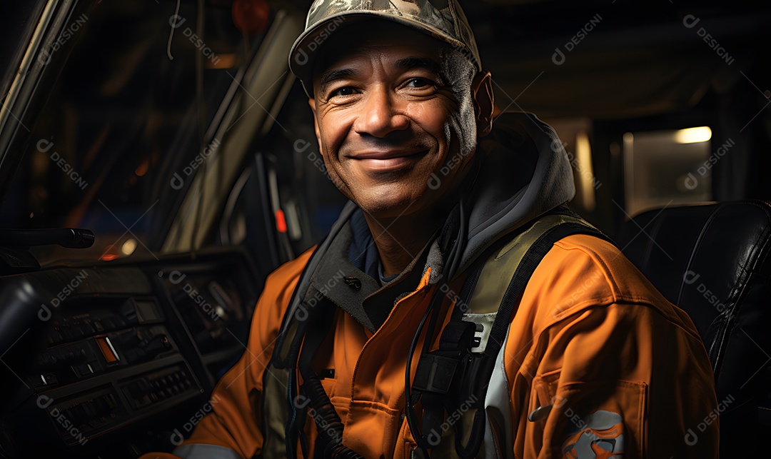Homem caminhoneiro sorridente