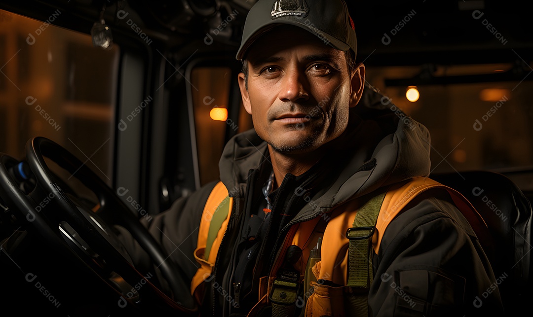 Homem caminhoneiro sorridente