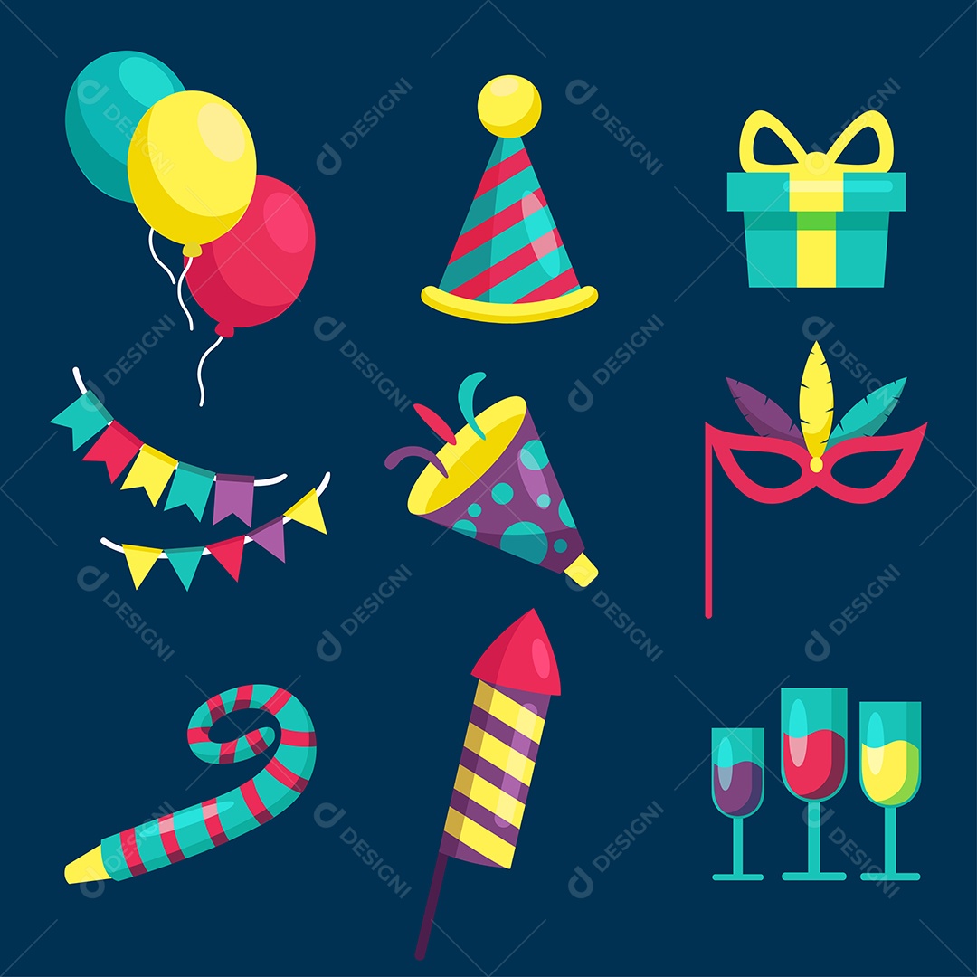 Conjunto de Itens de Festas Vetor EPS