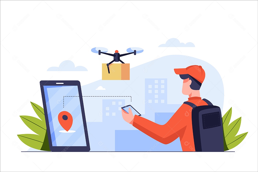 Correio por Drone Vetor EPS