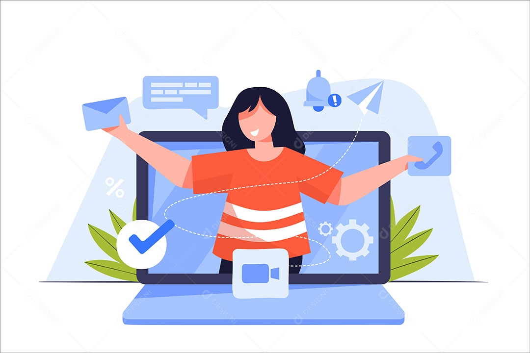 Central de Atendimento Ilustração Vetor EPS