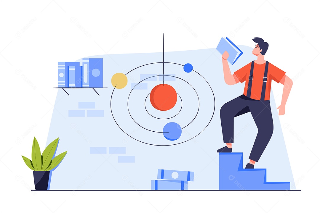 Astrônomos Estudam o Sistema Solar Vetor EPS
