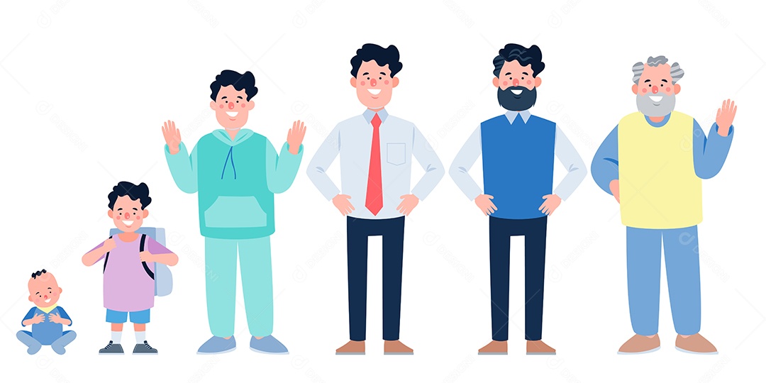 Ciclo da Vida Humana Ilustração Vetor EPS